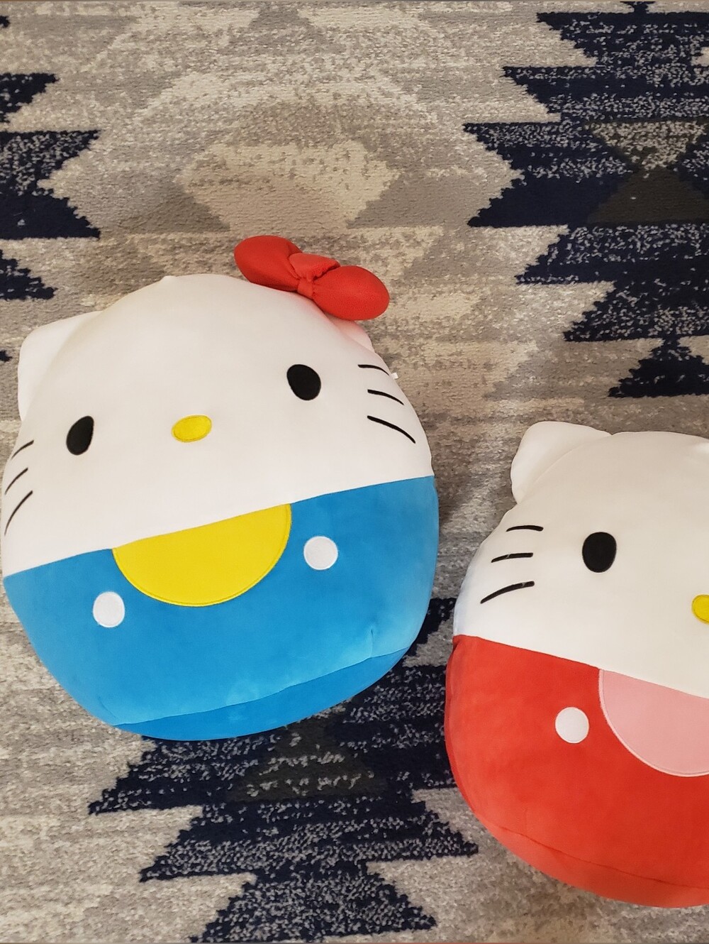 Hello Kitty Plush Face Pillows in Blue and Red